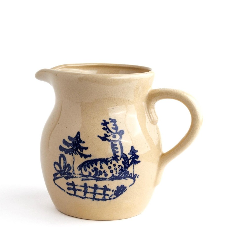 Vintage Georges Briard Ceramic Pitcher American Country Collection Blue Deer